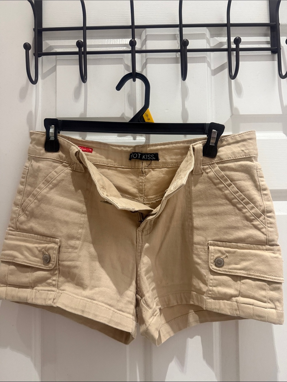 Hot Kiss Beige Cargo Shorts with Flap Pockets